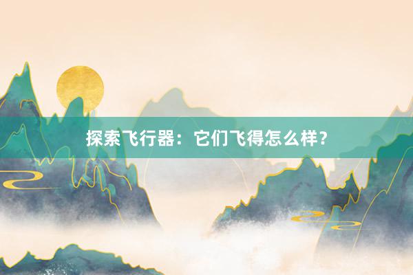 探索飞行器：它们飞得怎么样？